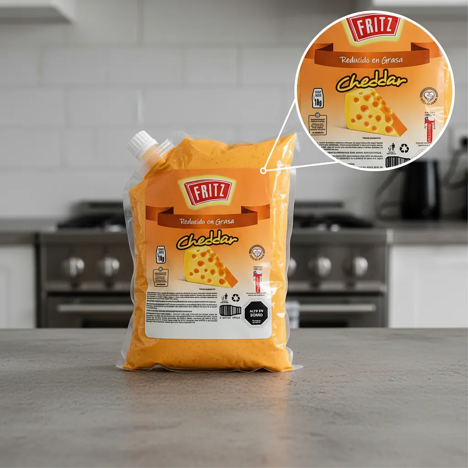 Salsa Queso Cheddar Fritz Bolsa 1kg 8
