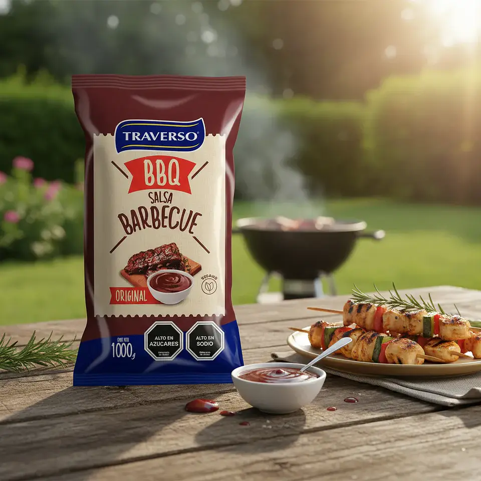 Salsa Barbecue Bbq Traverso Original Bolsa 1000g 3