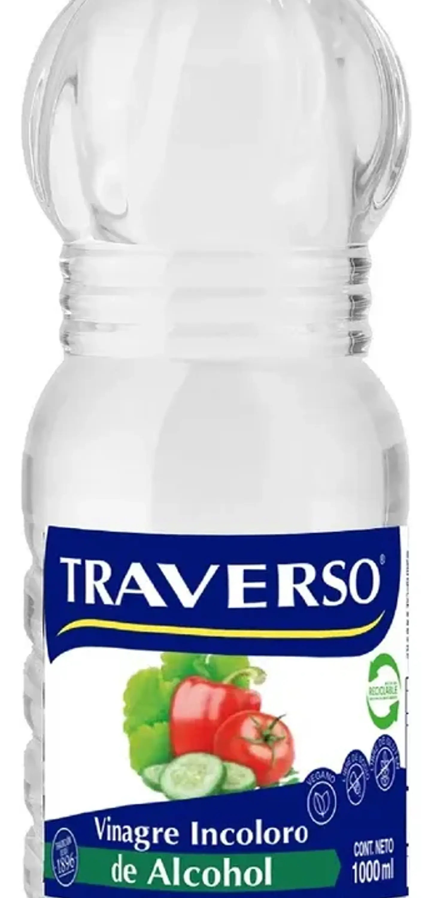 Vinagre Incoloro De Alcohol Traverso Botella 1000ml 1