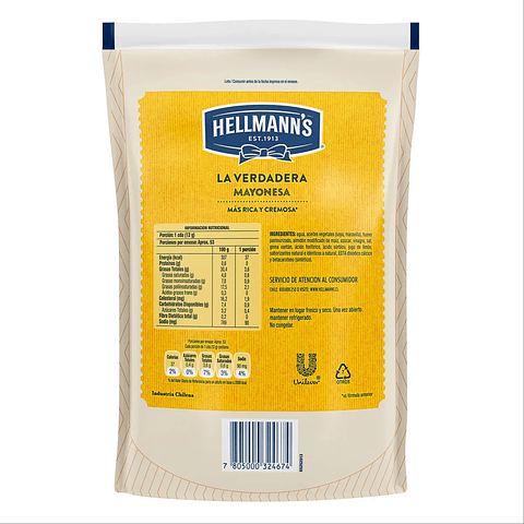 Mayonesa Hellmanns Bolsa 630gr
