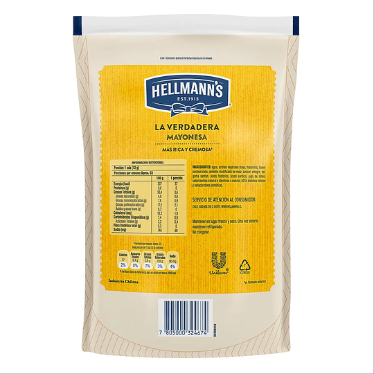 Mayonesa Hellmanns Bolsa 630gr
