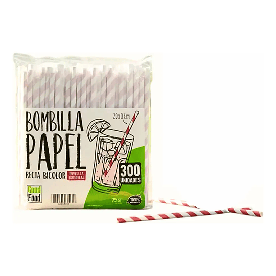 Bombillas Bicolor De Papel Envueltas 20x0,6cm X 300 Unidades