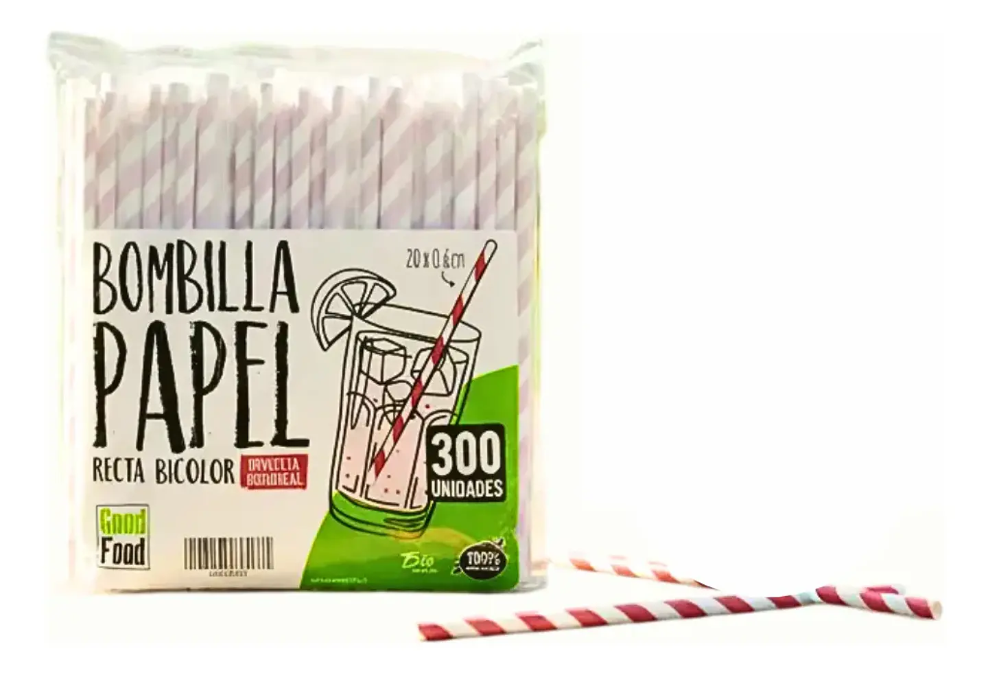 Bombillas Bicolor De Papel Envueltas 20x0,6cm X 300 Unidades 1