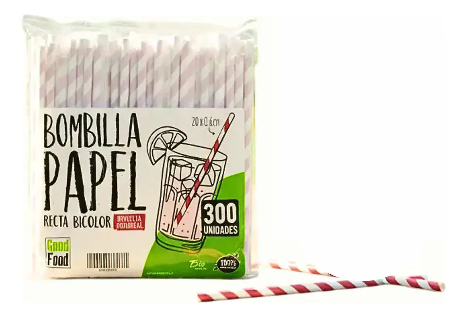 Bombillas Bicolor De Papel Envueltas 20x0,6cm X 300 Unidades 1
