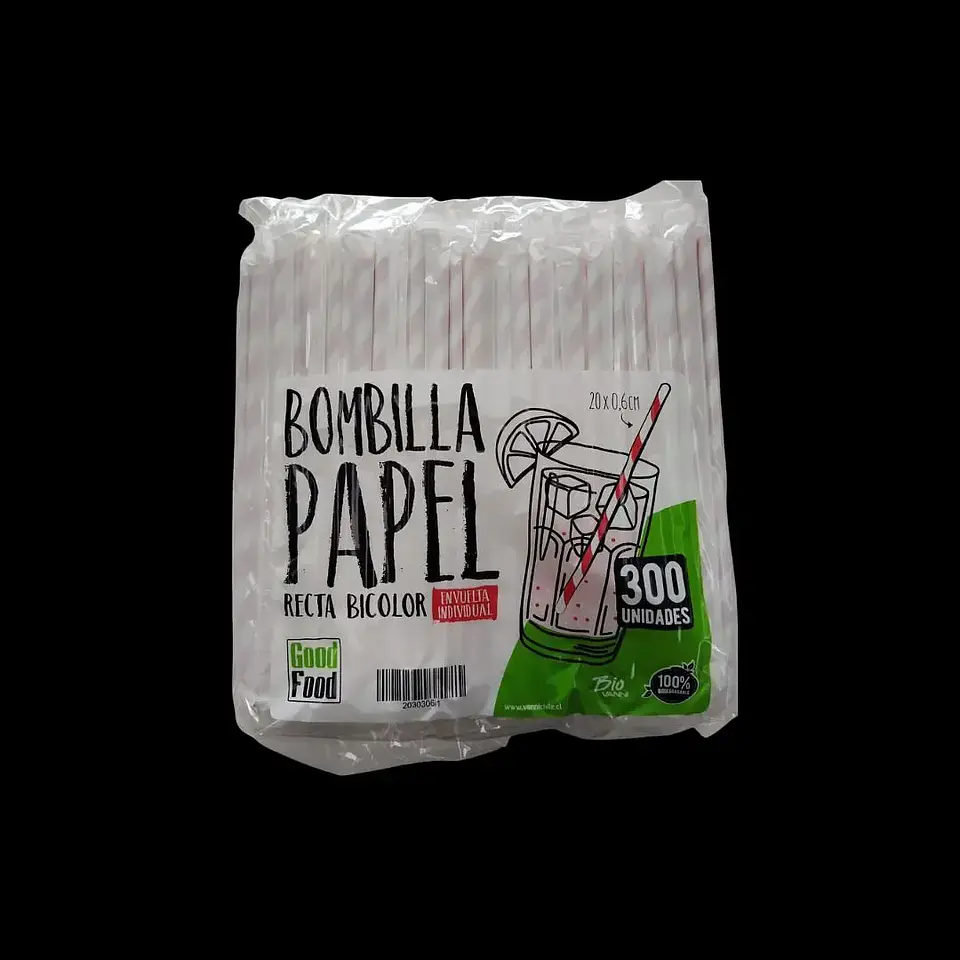 Bombillas Bicolor De Papel Envueltas 20x0,6cm X 300 Unidades 5