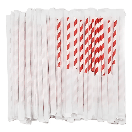 Bombillas Bicolor De Papel Envueltas 20x0,6cm X 300 Unidades