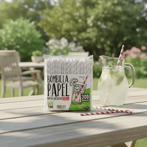 Bombillas Bicolor De Papel Envueltas 20x0,6cm X 300 Unidades