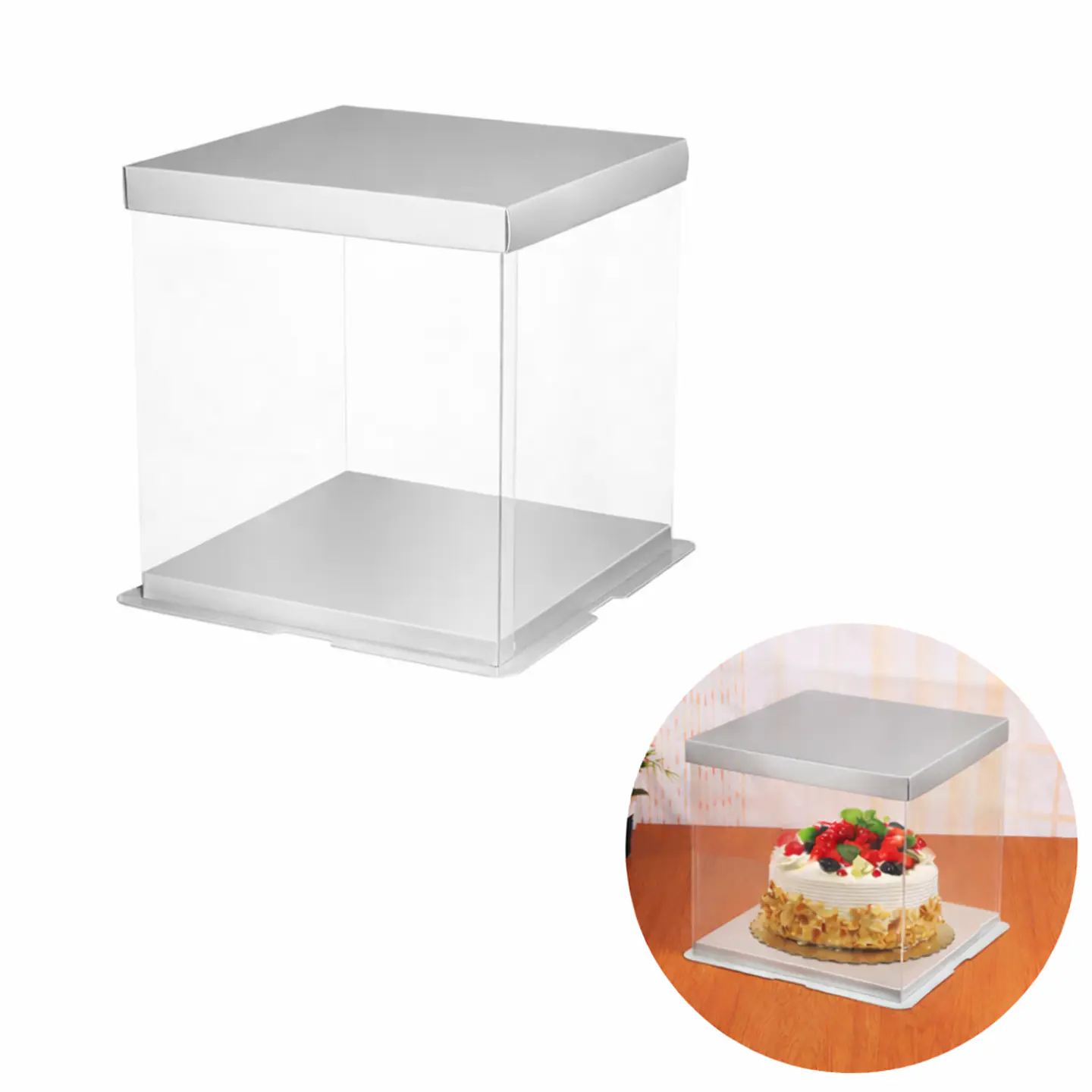 Caja Transparente Cuadrada Para Torta 30x30x30cm 8