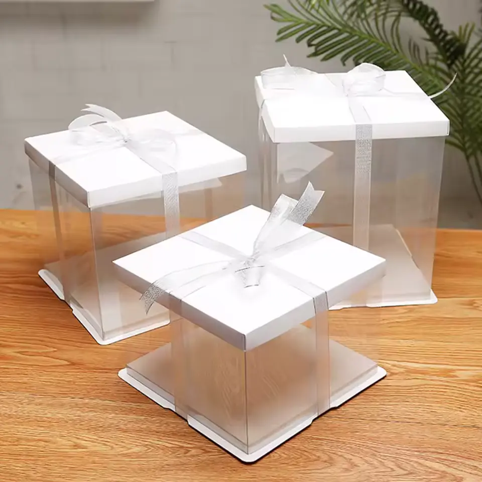Caja Transparente Cuadrada Para Torta 30x30x30cm 3