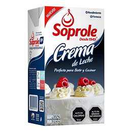 Crema De Leche Soprole 1l Para Batir Y Cocinar 35% Mg