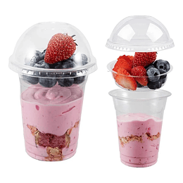 Vaso Pet 12oz Tapa Domo Sin Hoyo + Pocillo Inserto - 50uni