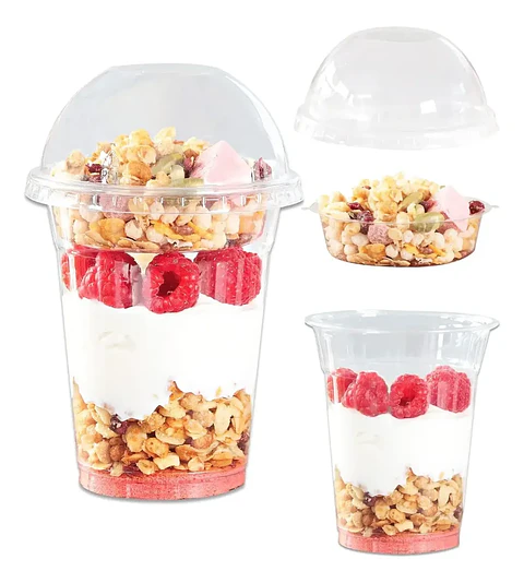 Vaso Pet 12oz Tapa Domo Sin Hoyo + Pocillo Inserto - 50uni