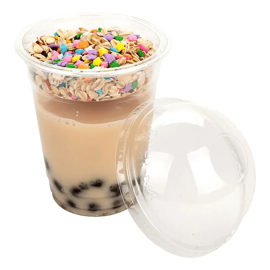 Vaso Pet 12oz Tapa Domo Sin Hoyo + Pocillo Inserto - 50uni