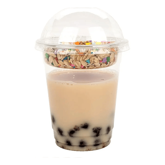 Vaso Pet 12oz Tapa Domo Sin Hoyo + Pocillo Inserto - 50uni