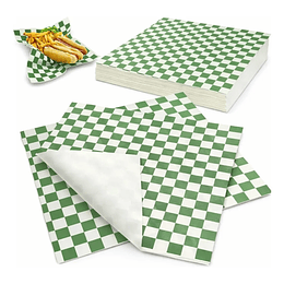 Papel Antigrasa Cuadros Verdes 33x33cm (100hjs) Insumitus®