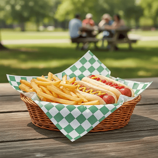 Papel Antigrasa Cuadros Verdes 33x33cm (100hjs) Insumitus®