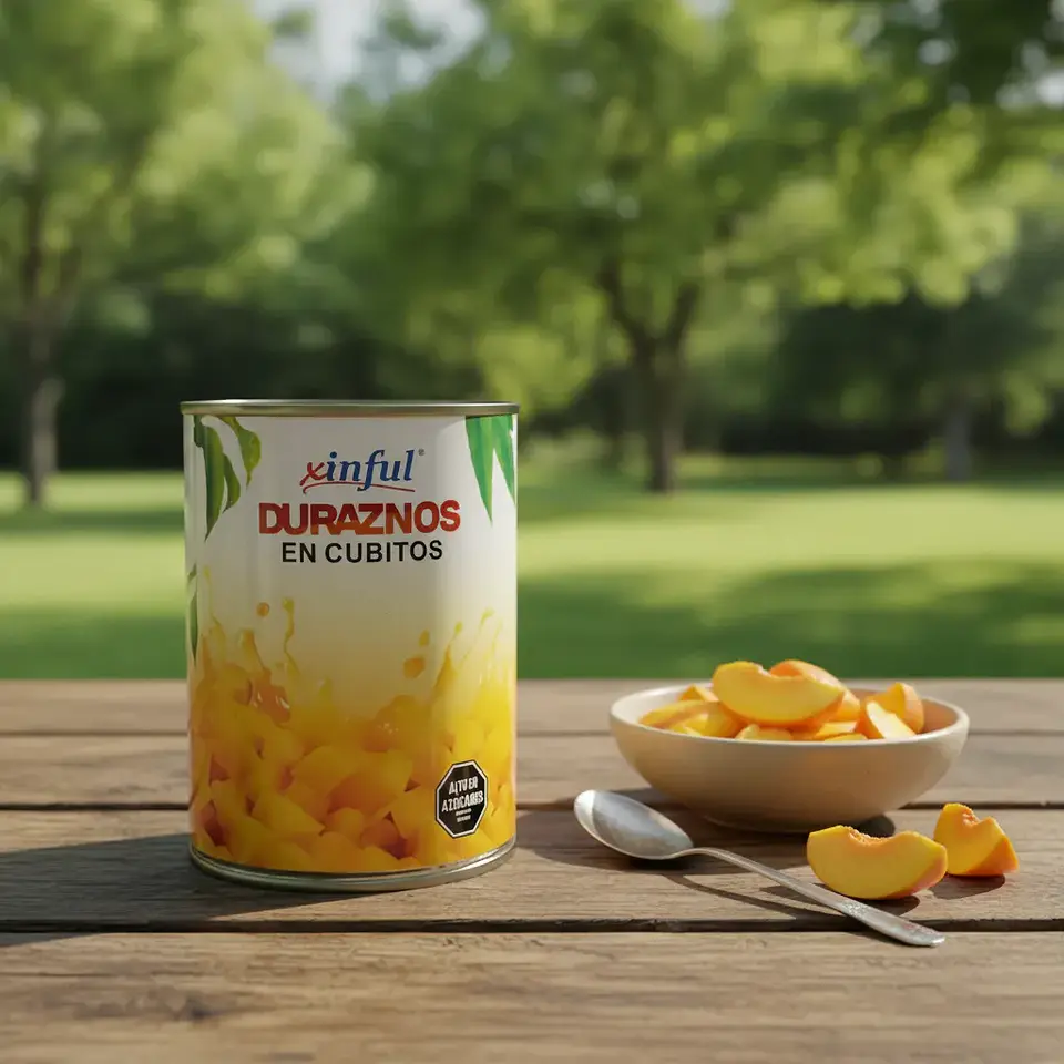 Duraznos En Cubitos Xinful - Lata 590g 2