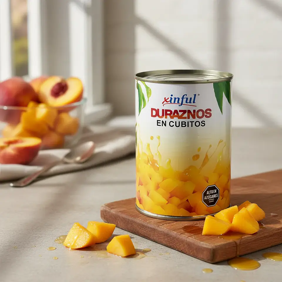 Duraznos En Cubitos Xinful - Lata 590g 3