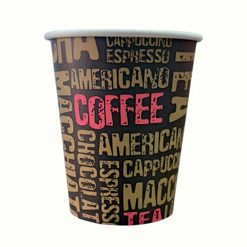 Vaso Negro Polipapel 8oz Diseño (240ml) (50 unidades) 