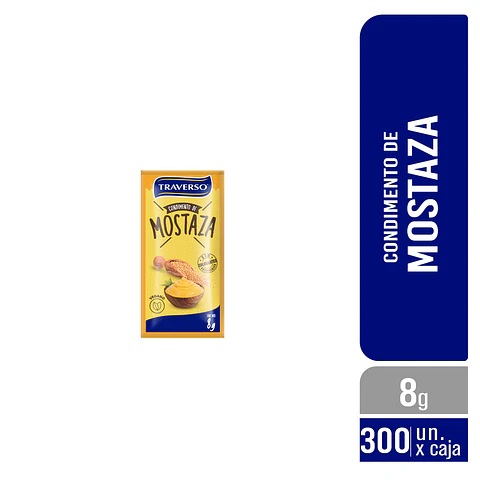Mostaza Traverso En Sachet 8g Caja 300 Unidades