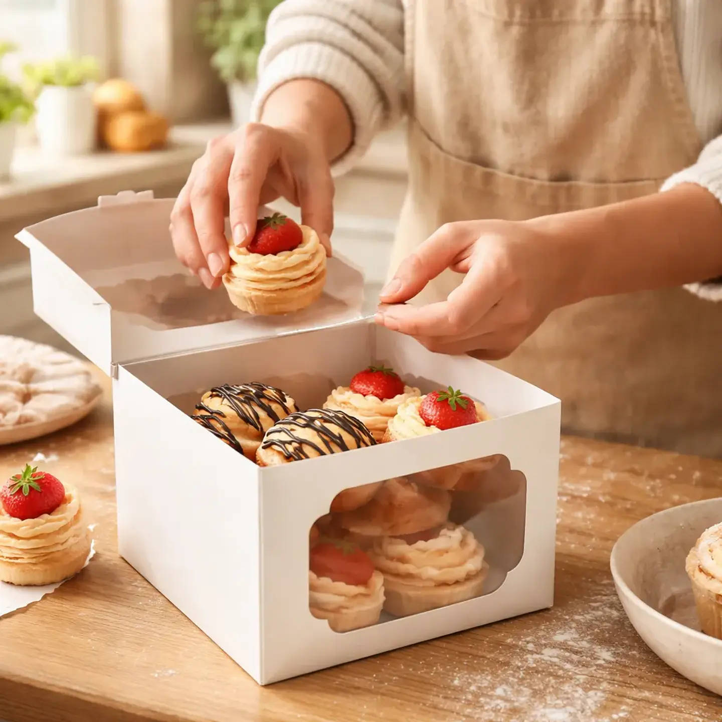 Caja Blanca Con Ventana Para Tortas 25x25x25cm 6