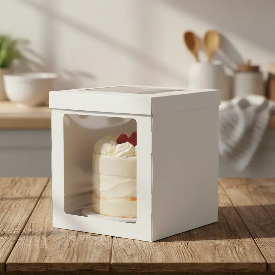 Caja Blanca Con Ventana Para Tortas 30x30x35cm 4
