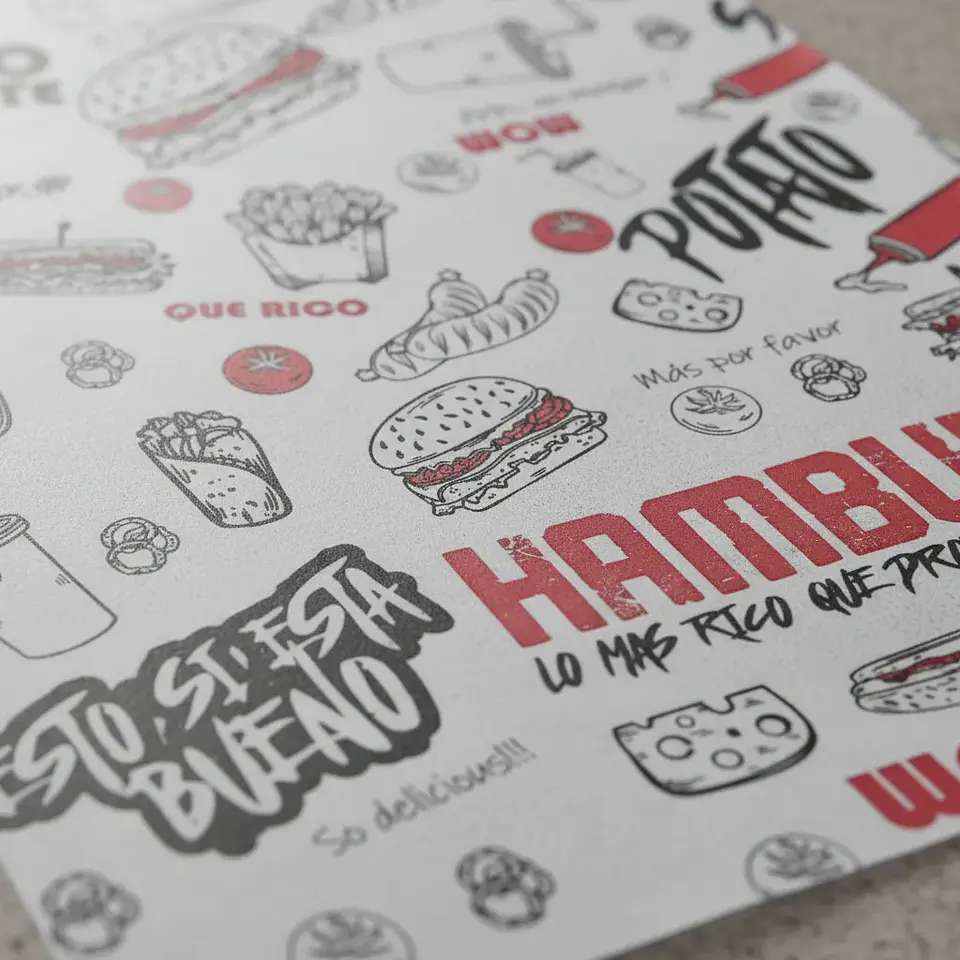 Papel Antigrasa Insumitus® Street Food Rojo 30x40cm - 100un 8