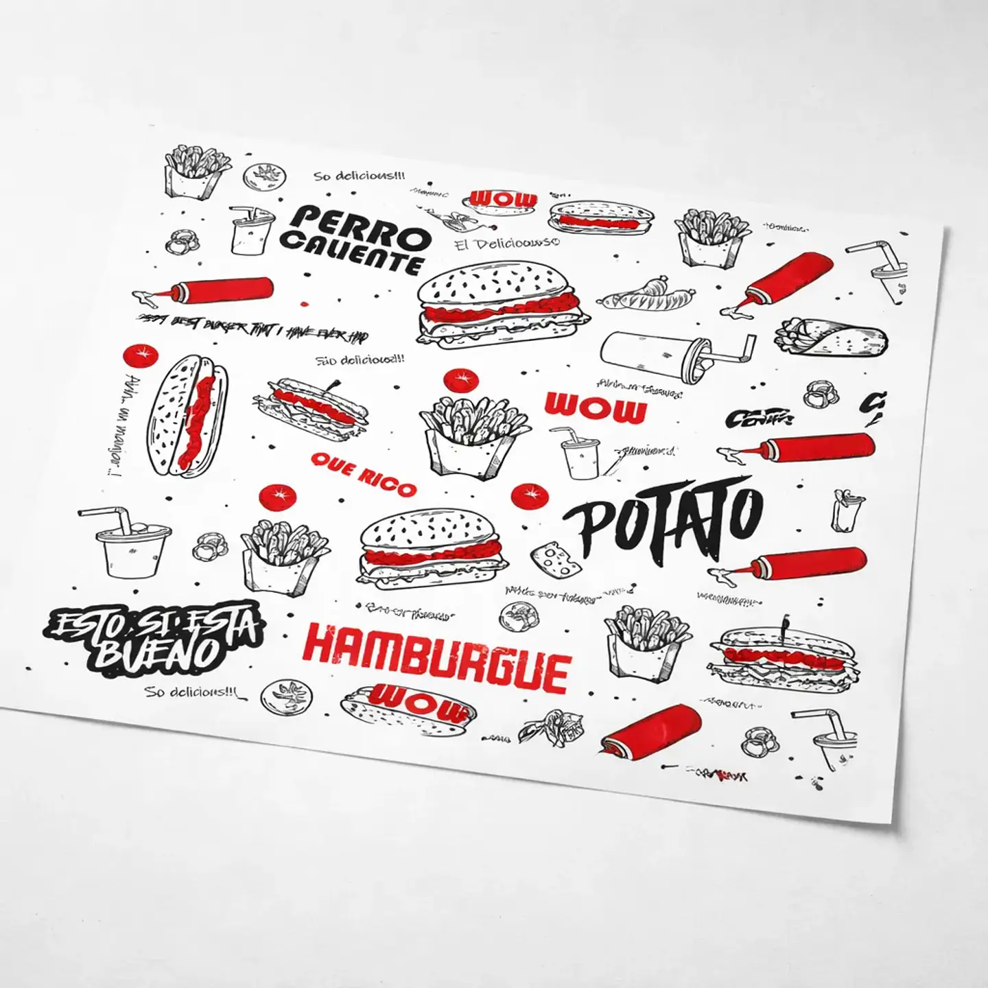 Papel Antigrasa Insumitus® Street Food Rojo 30x40cm - 100un 6