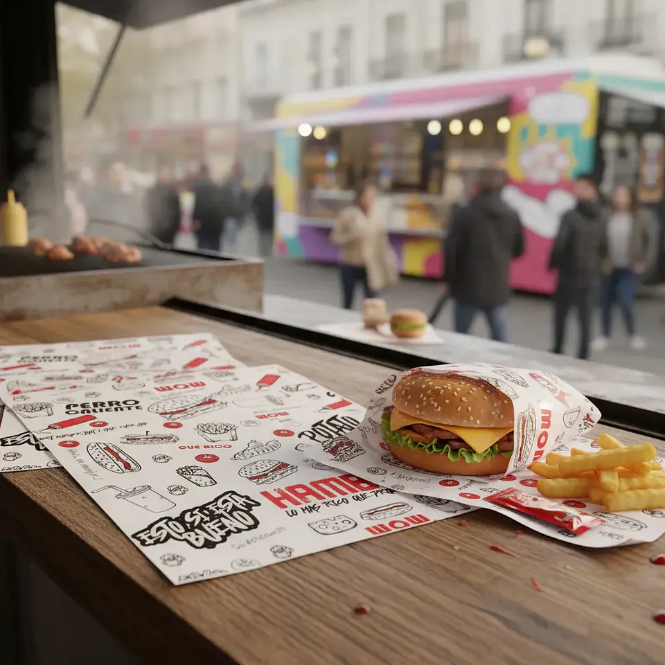 Papel Antigrasa Insumitus® Street Food Rojo 30x40cm - 100un 4