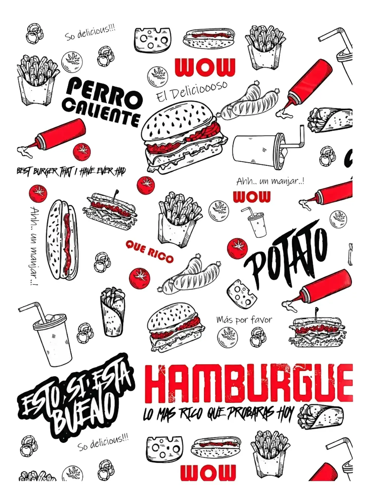 Papel Antigrasa Insumitus® Street Food Rojo 30x40cm - 100un 1