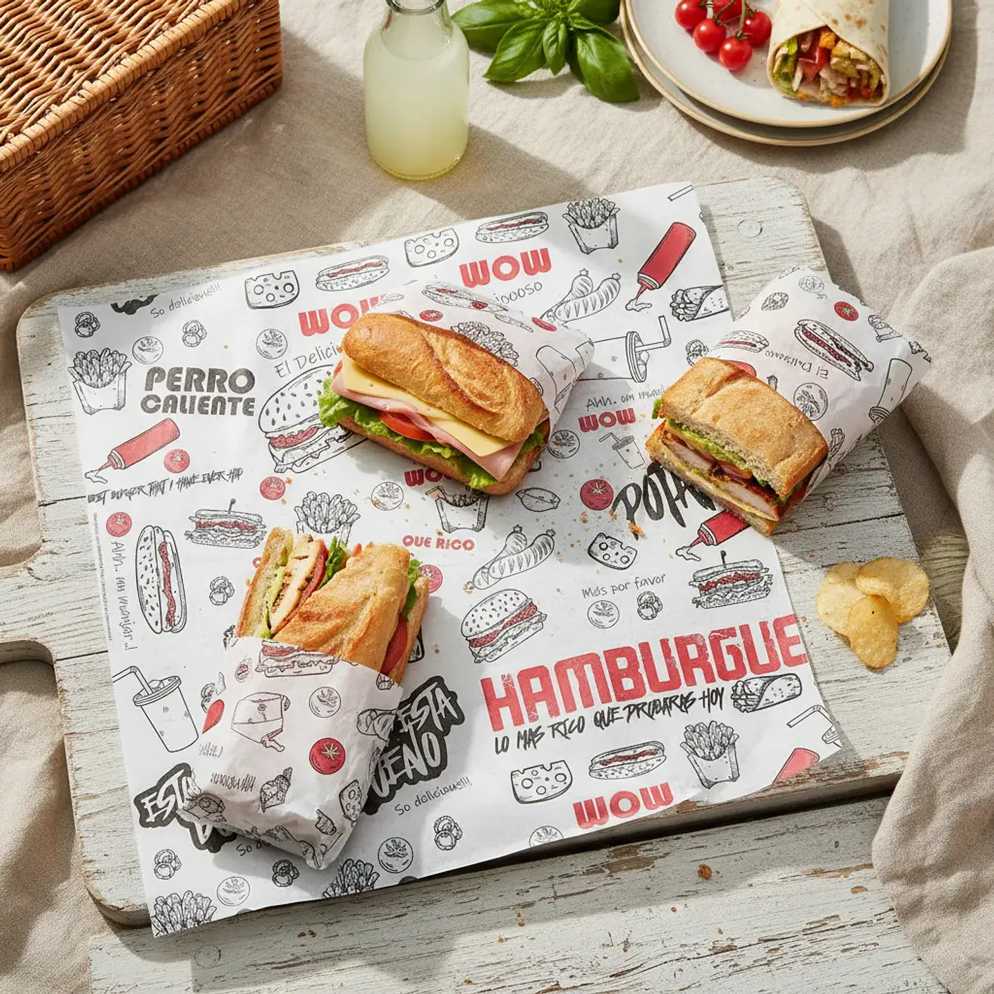 Papel Antigrasa Insumitus® Street Food Rojo 30x40cm - 100un 5