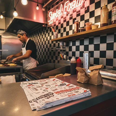 Papel Antigrasa Insumitus® Street Food Rojo 30x40cm - 100un