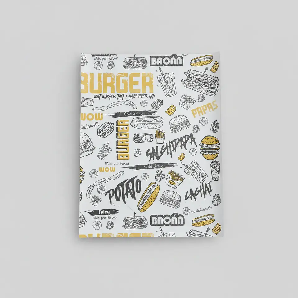 Papel Antigrasa Burger Street Amarillo 30x40cm - 100un 7