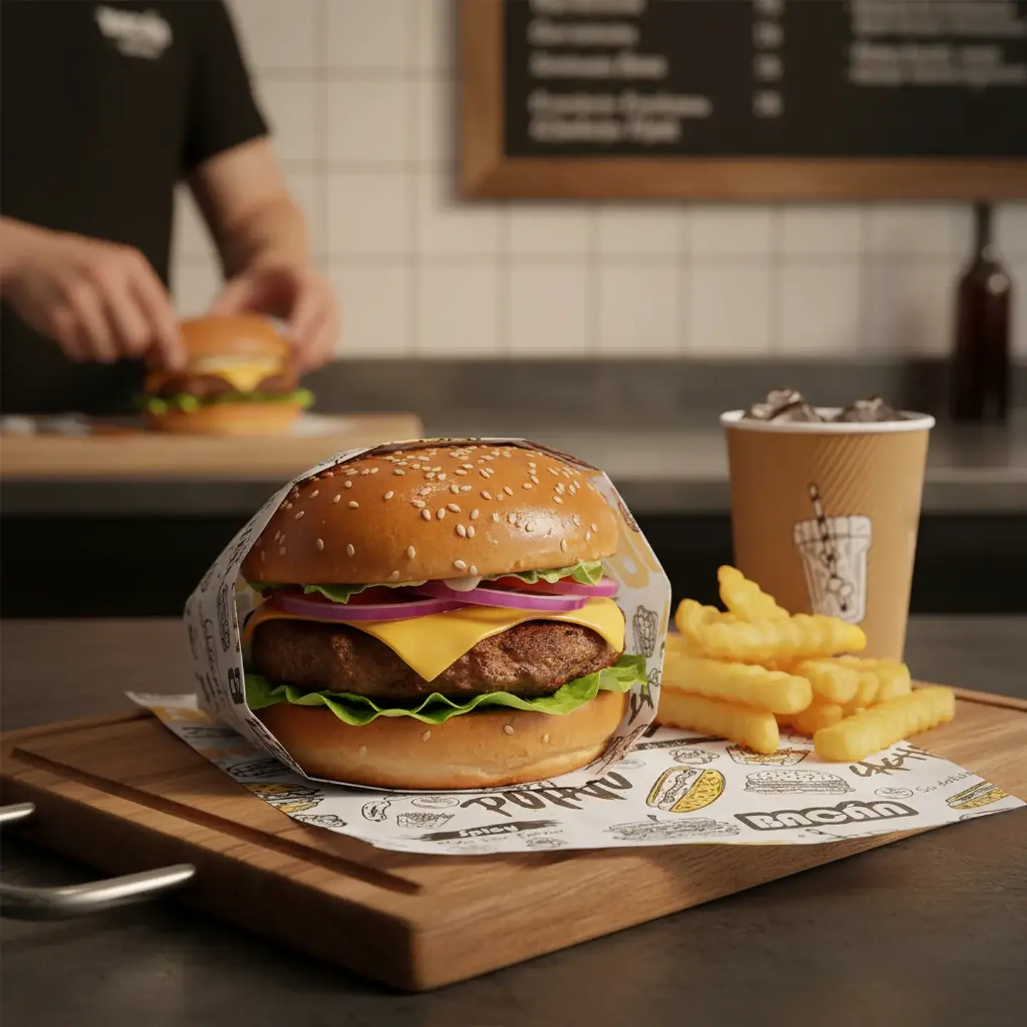 Papel Antigrasa Burger Street Amarillo 30x40cm - 100un 4