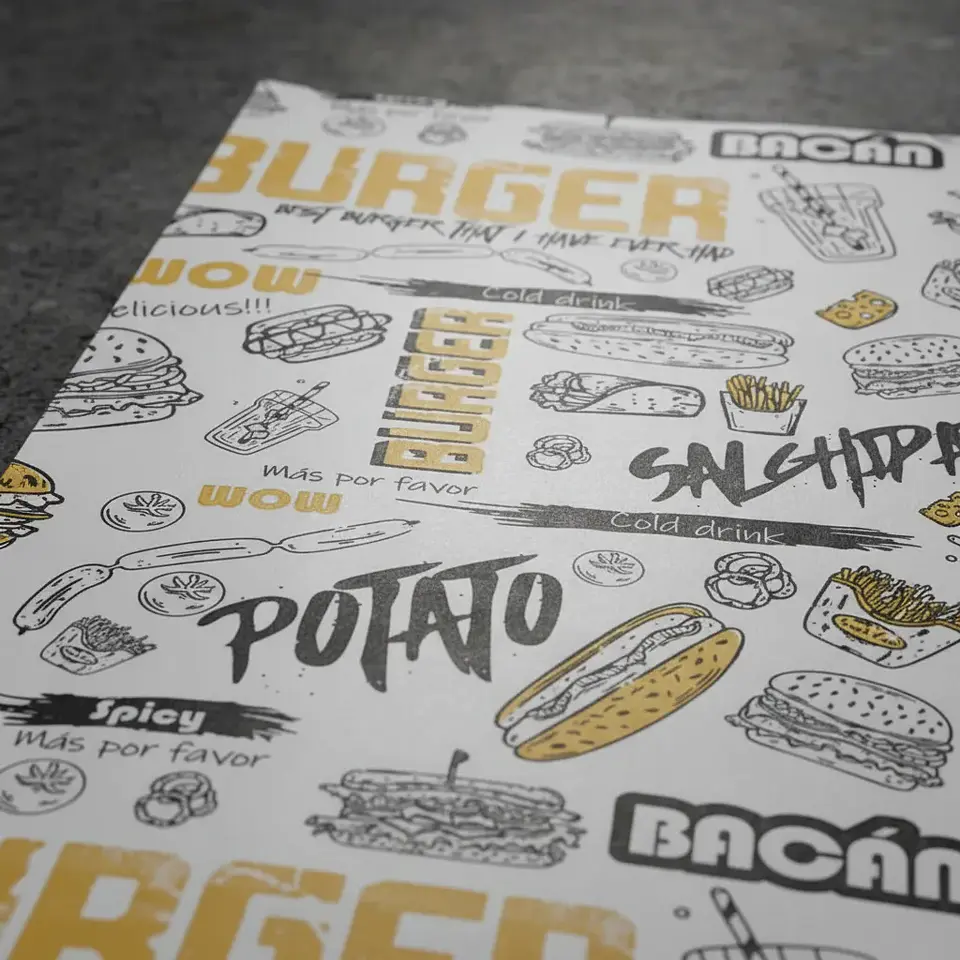 Papel Antigrasa Burger Street Amarillo 30x40cm - 100un 9