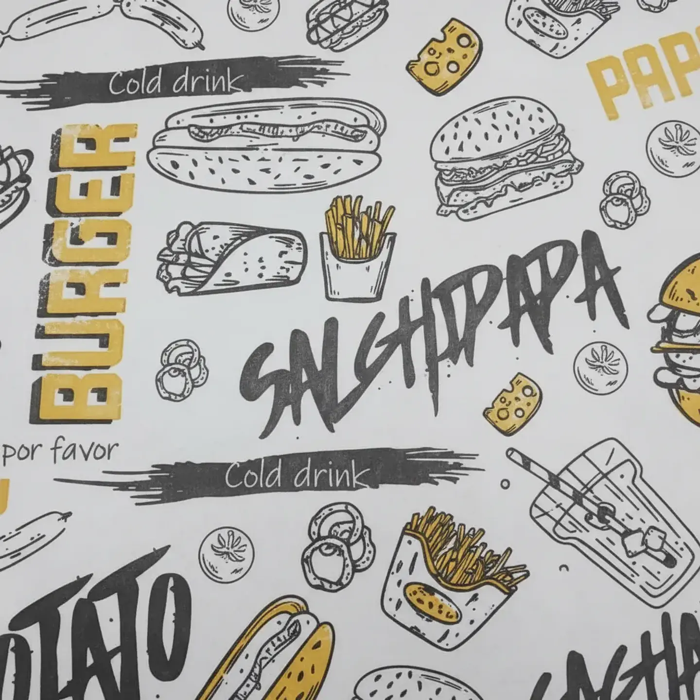Papel Antigrasa Burger Street Amarillo 30x40cm - 100un 8