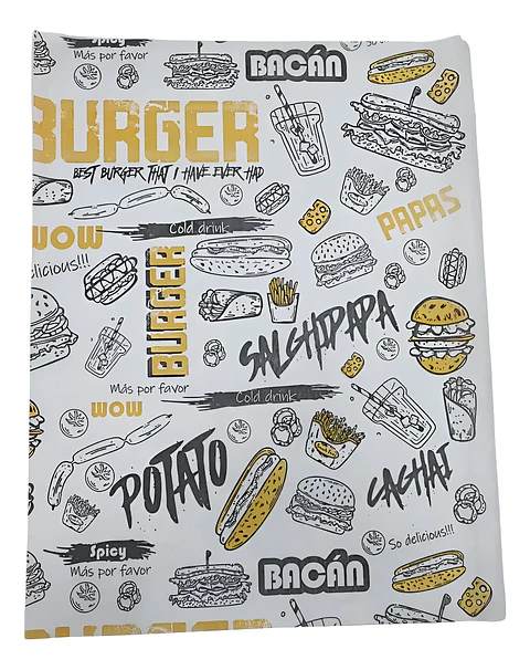 Papel Antigrasa Burger Street Amarillo 30x40cm - 100un
