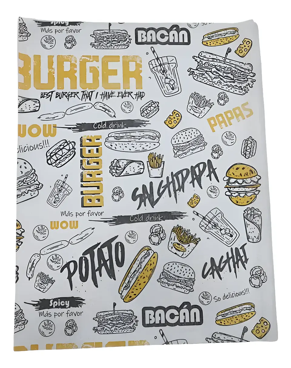 Papel Antigrasa Burger Street Amarillo 30x40cm - 100un 1