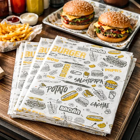 Papel Antigrasa Burger Street Amarillo 30x40cm - 100un