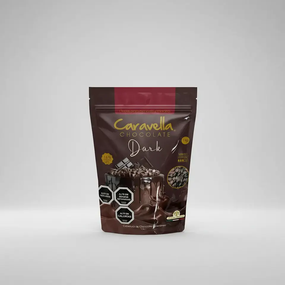 Cobertura Discos Caravella Dark 16% Chocolate Bolsa 1kg 4