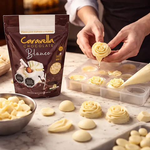Cobertura Discos Caravella Blanco Bañado Y Moldeo Bolsa 1kg
