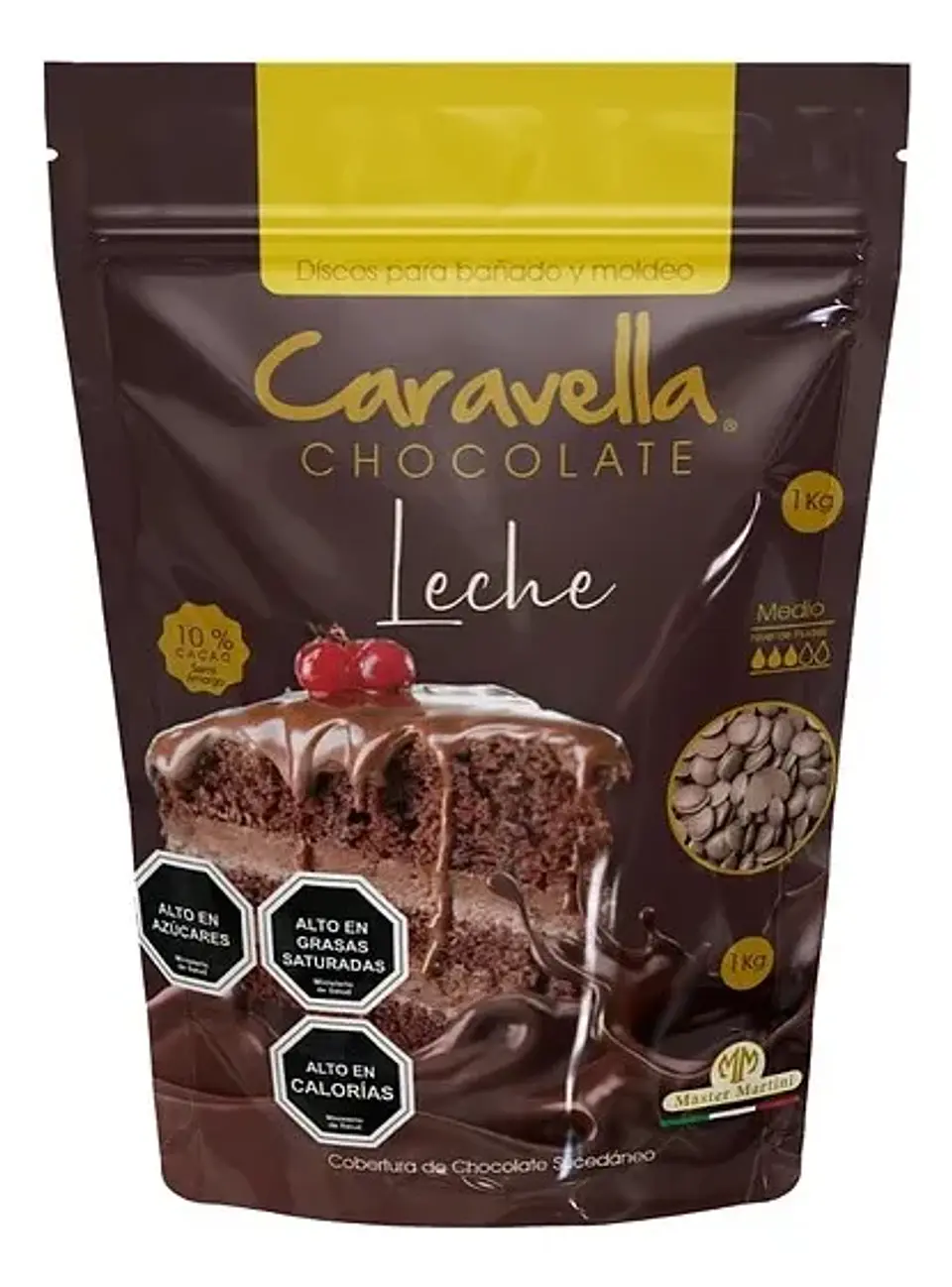 Cobertura Discos Leche 10% Chocolate Caravella Bolsa 1kg 1