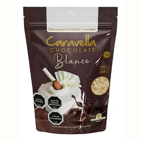 Cobertura Discos Caravella Blanco Bañado Y Moldeo Bolsa 1kg