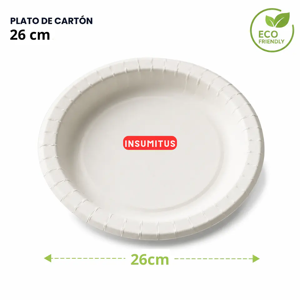 Plato De Carton 26cm 100% Biodegradables Paquete 20 Unidades 4