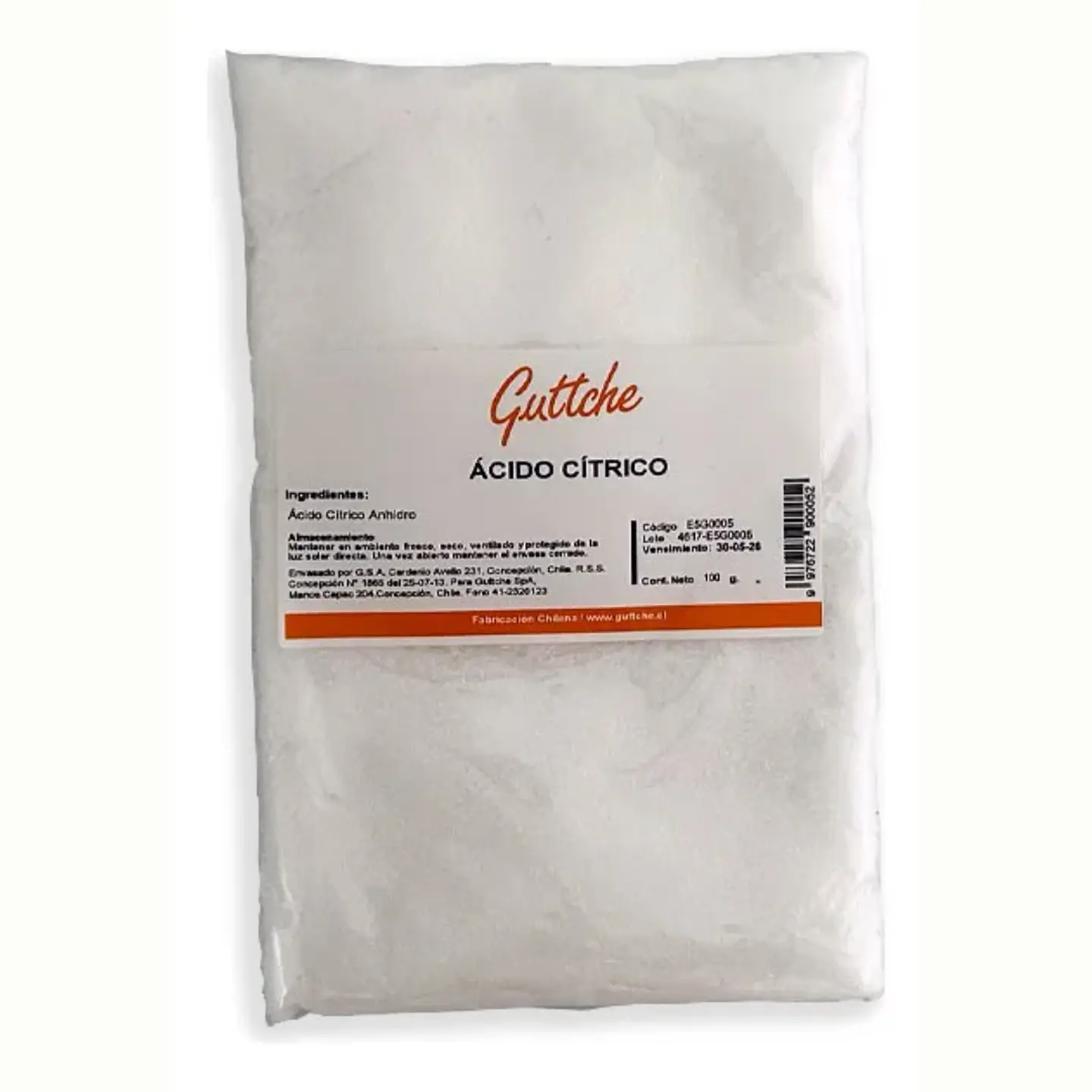 Ácido Cítrico Anhidro Polvo Alimenticio Guttche 100g 1
