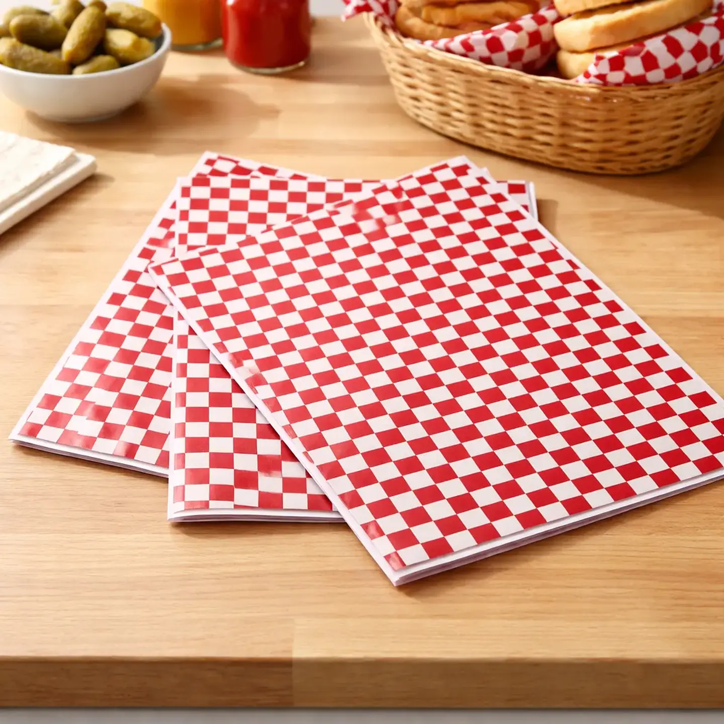 Papel Antigrasa Siliconado Cuadros Rojos 37x50cm - 100 hojas 6