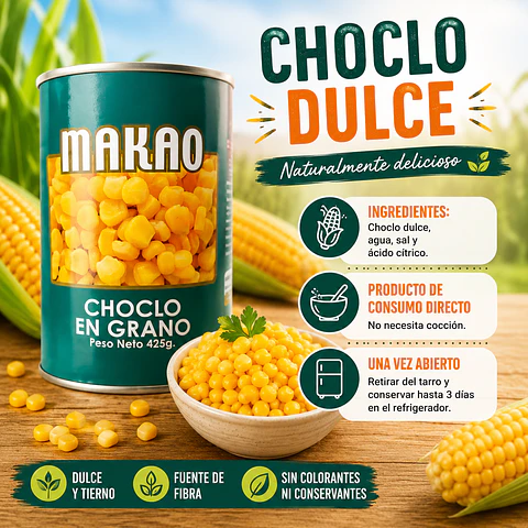 Choclo Dulce En Grano Makao Tarro 425g