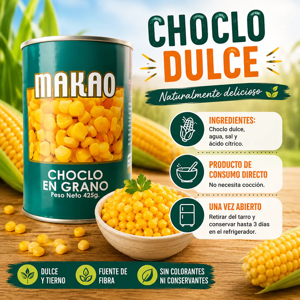 Choclo Dulce En Grano Makao Tarro 425g 2
