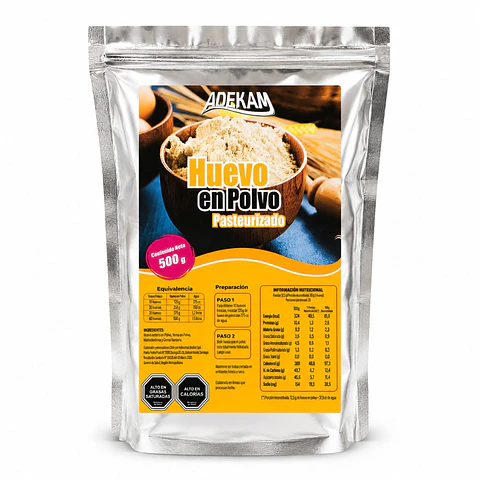 Huevo En Polvo Pasteurizado Premium Adekam Bolsa 500g