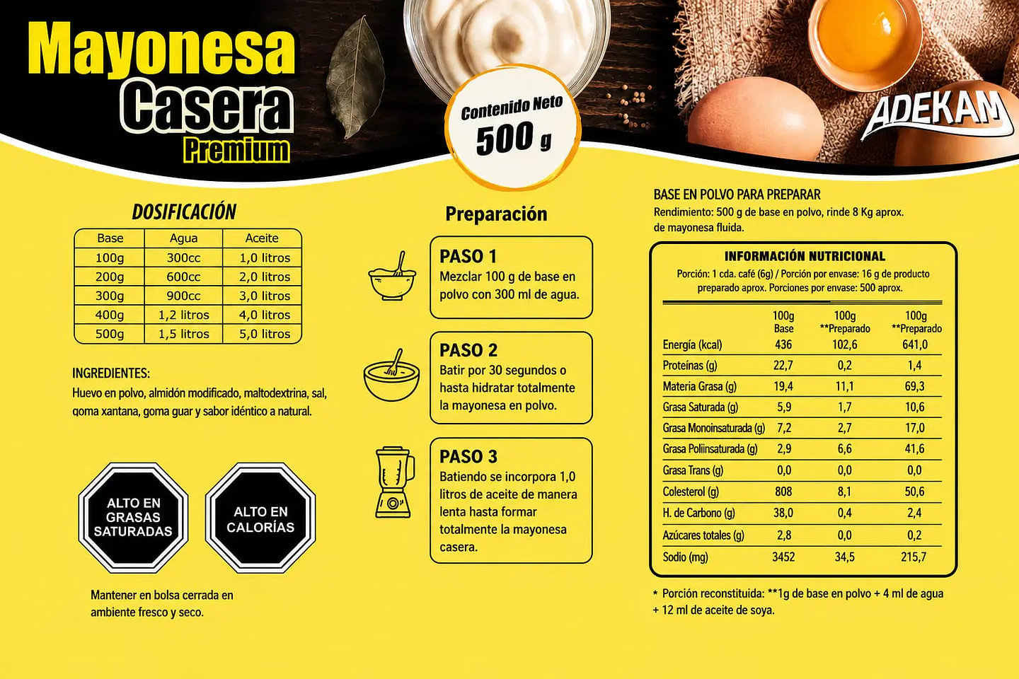 Mayonesa Premium En Polvo Pasteurizada Bolsa 500gr 4